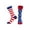 Red, variant on 4th of July Patriotic Star Stripe Crew Socks, Red White Blue USA Flag Mid Calf Socks, Independence Day Memorial Day Holiday Party Novelty Socks