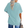 thumbnail image 3 of Langwyqu Solid Color V Neck Women Plus Size Casual Tee Shirt Loose Fit Tunic Tops, 3 of 5