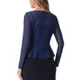 thumbnail image 3 of INSPIRE CHIC Women's Ruffle Long Sleeves Casual Self Tie Bolero Mesh Shrugs XL Dark Blue, 3 of 6