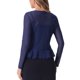 thumbnail image 3 of INSPIRE CHIC Chaqueta de malla con volantes de manga larga casual para mujer, con lazo, talla XL, azul oscuro, 3 of 6
