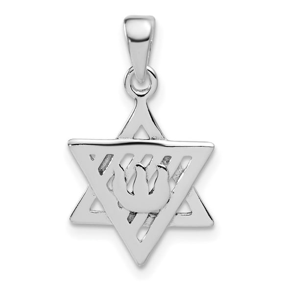 925 Sterling Silver Oxidized Religious Judaica Star of David Pendant Necklace 23.09mm long Pendant for Women