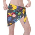 thumbnail image 3 of Geaub Dinosaurs in Space Women's Short Wrap Skirt, Beach Sun Protection Shawl, Swimsuit Bra, Swimwear Tunic, 3 of 7