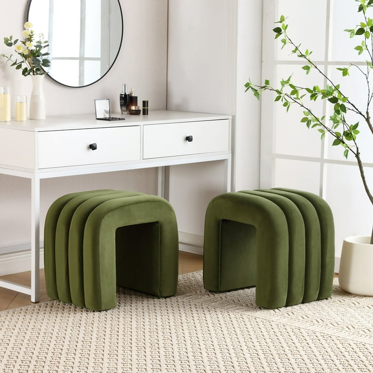 Zesthouse Modern Channel Tufted Ottoman, Multi-Functional Velvet