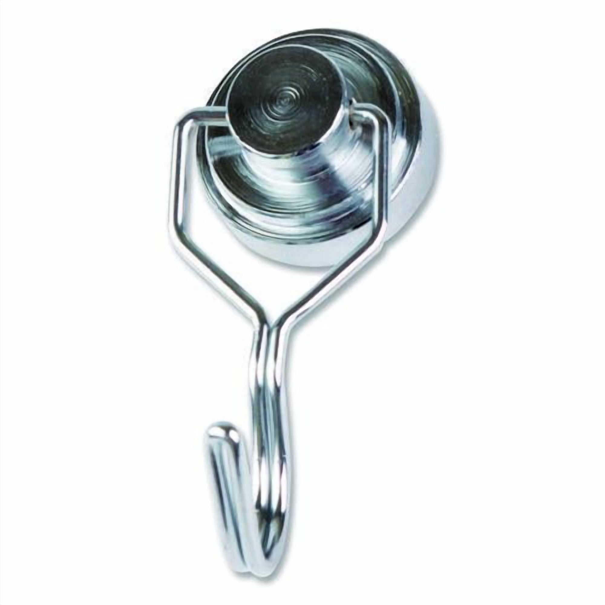 Magnetic Hook, Steel, Silver, Supports Up to 20 lbs, 2/Pack | Bundle of 5