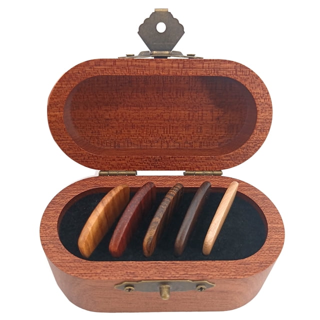 Wooden Guitar Picks Box Case Holder,Guitar Picks Storage Container Mini Jewelry Box with Picks for Guitar Player