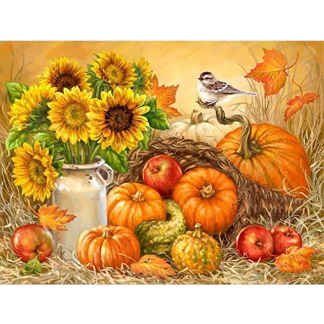 Kit de Bordado Completo Wdftyju Flor de Calabaza 11CT 3 Hilos Algodón DIY