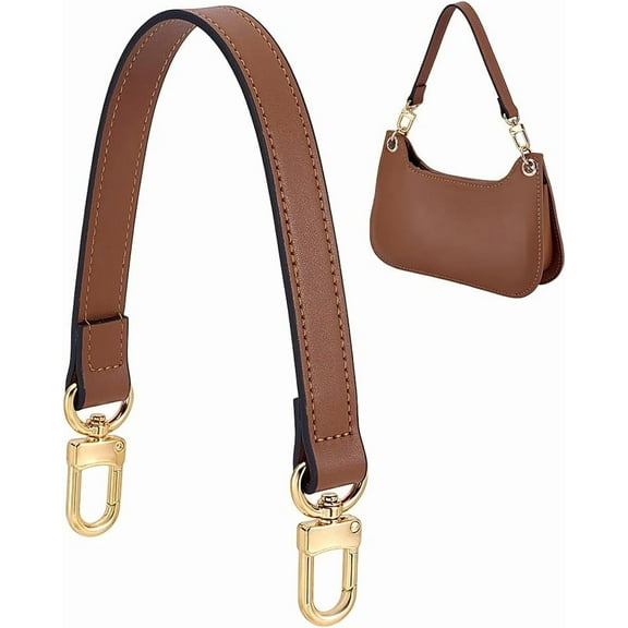 14.6 Inch Short Purse Strap Brown Leather Bag Strap Handle Replacement Puse Handle Neutral Handbag Chain