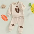 thumbnail image 2 of Rovga Boy Outfits Baby Long Sleeve Round Neck Football Print Sweatshirt Top Elastic Pant 2Pcs Toddler Fall Winter Clothes Set Soft Holiday Playsuit Khaki 3-4 Years, 2 of 7