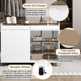 thumbnail image 3 of KEHOMY 43.3" Multi-functional Storage Island Movable Storage Cabinet Island Vanity Dresser with 3 Side Storage Drawer, a Reversible Top Storage Space and Two Glass Display Shelves, White, 3 of 12