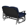 Mainstays Belden Park Cushion Steel Outdoor Glider Bench Navy Blue