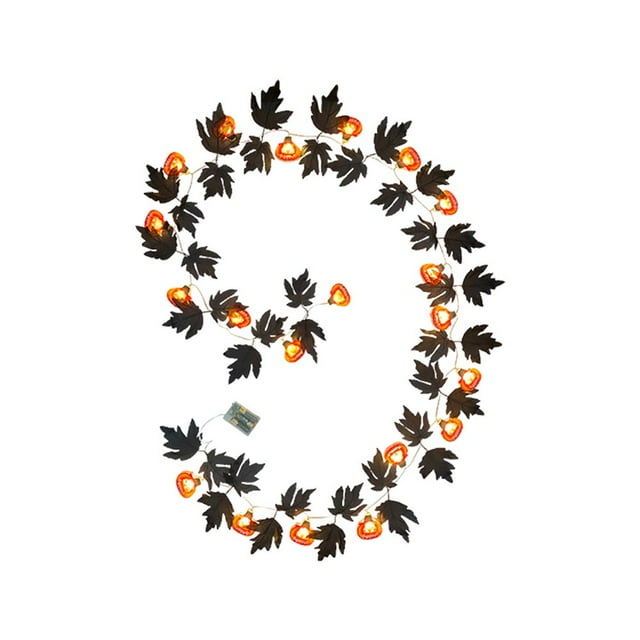 Artificial Maple Leaf Rattan String Light Front Door Simulation Skull Party Window 3m/10ft Halloween Pumpkin Lights