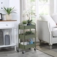 thumbnail image 2 of 3-Tier Delicate Compact Rolling Metal Storage Organizer - Mobile Utility Cart Kitchen/Under Desk Cart with Caster Wheels (ARMY, Compact (15.5" X 26.8" X 10.27")), 2 of 13