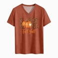 thumbnail image 4 of CAUYDY Women's Fall Halloween V Neck Shirt Lady Graphic Tee Short Sleeve Vintage Funny Family Party Matching Casual Holiday Tops Spooky Season Tee Orange Sizes 3XL, 4 of 5