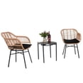 thumbnail image 3 of 3 Pieces Of Luxury Outdoor Wicker Furniture - Patio Bistro Style Table And Chair Combination,Weather-resistant PE Wicker Weave, Stainless Steel Fame, Suitable For Garden, Terrace,Backyard Casua, 3 of 9