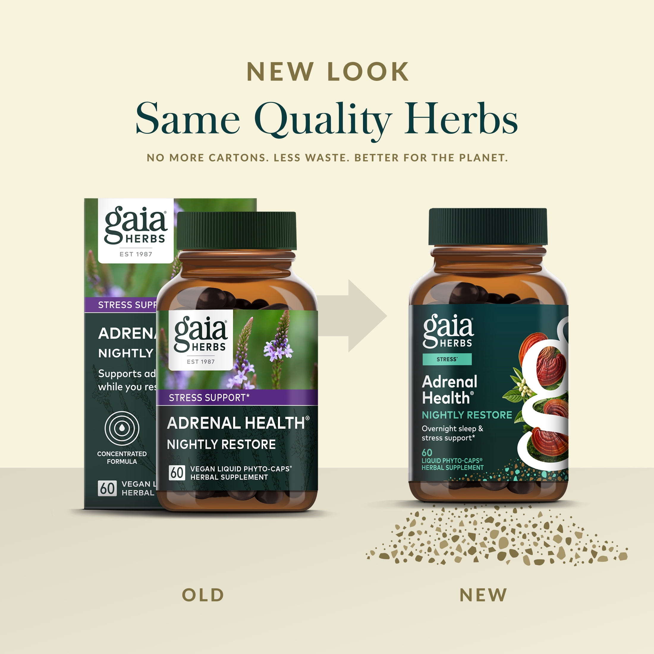 Gaia Herbs Adrenal Support Nightly Restore, 60 Vegan Liquid Phyto