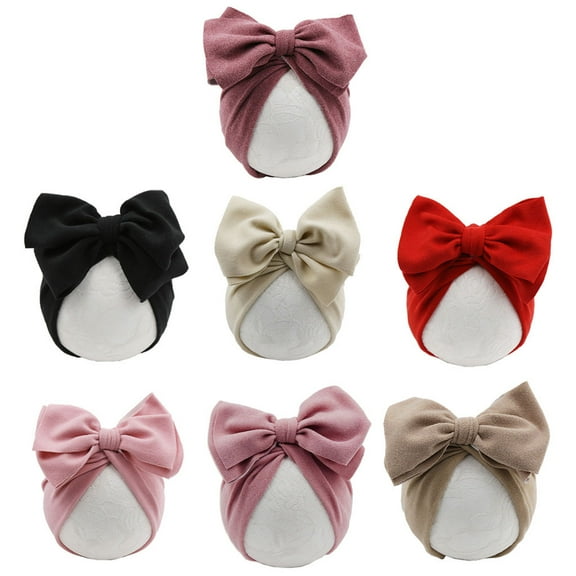 UNTERING Baby Hat Baby Turban Hat Bow Solid Color Cotton Newborn Infant Sweet Girls Toddler Elastic Caps Headwraps