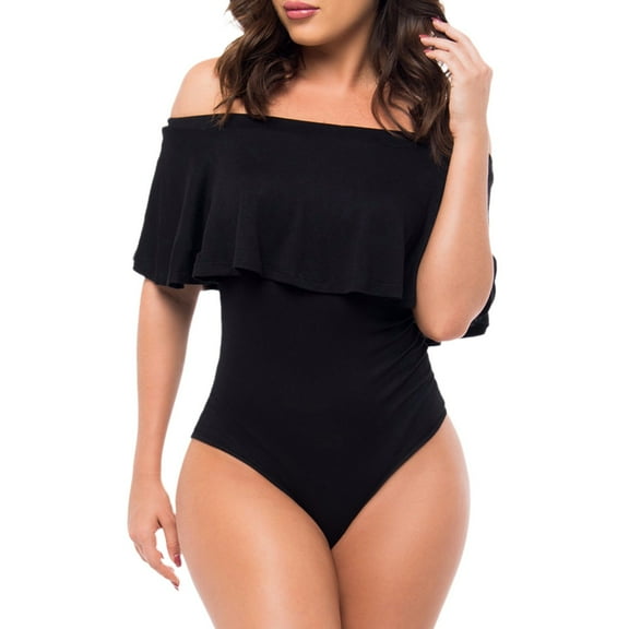 JJHGVB One Piece Swimsuit Women Swim Suit Women Off Shoulder Swimsuits Bathing Suits Vintage Ruffle Swimwear Teen Girls Womens Bathing Suits Tummy Control Tummy Control Swimsuits Black L