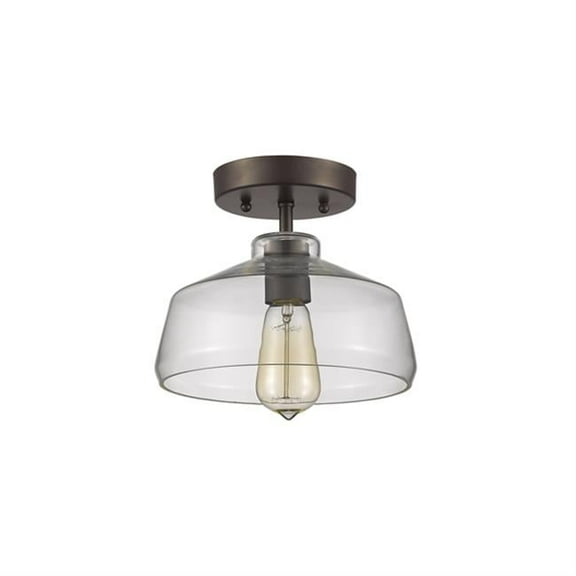 CHLOE Dickens Industrial 1 Light Bronze Semi-flush Ceiling Fixture 9" Shade