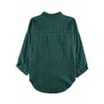 thumbnail image 5 of Sexy Dance Ladies Casual Solid Color Denim Blouse Shirts Women Elegant Jean Jackets Button Down Business Loose Tops With Pockets Blackish Green 2XL, 5 of 6