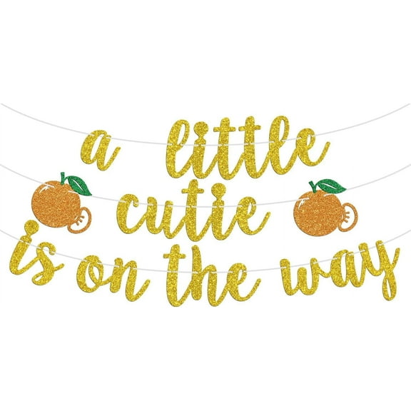 A Little Cutie is on the Way Banner, Friut Welcome Baby Sign, Orange Baby Shower/First Bithday/Gender Reveal Party Decorations Supplies for Boy Girl
