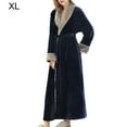 thumbnail image 3 of Unisex Long Toba Albornoz Salón Invierno Otoño Casual Casual Camino Campo de dormir Ropa de dormir Piel transpirable Elástico Housecoat Azul azul marino XL Eigraketly HA011311-12, 3 of 7