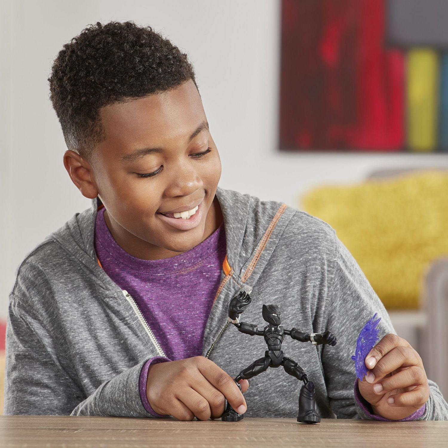 Marvel Avengers Bend And Flex Action Figure Toy, 6-Inch Flexible Black Panther Figure, Includes Blast Accessory