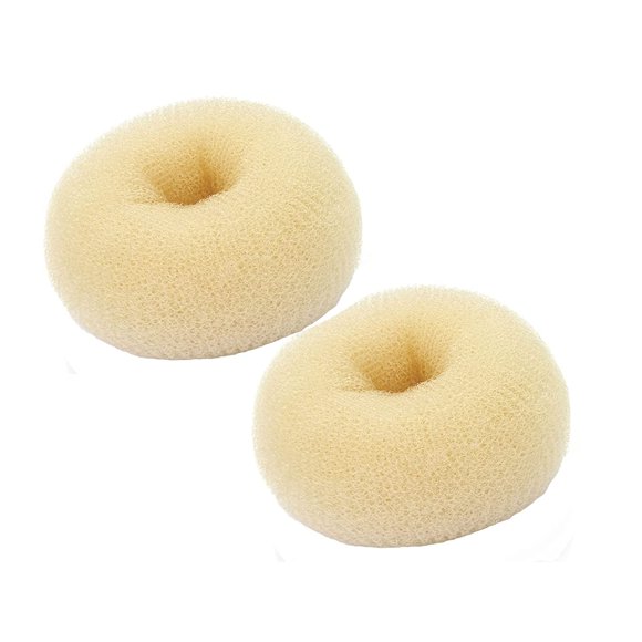 TwistyTieLB Hair Donut Bun Maker 2 piezas tamaño pequeño (2.5 pulgadas/rubio beige) para moño estilo anillo para niños para cabello corto y fino