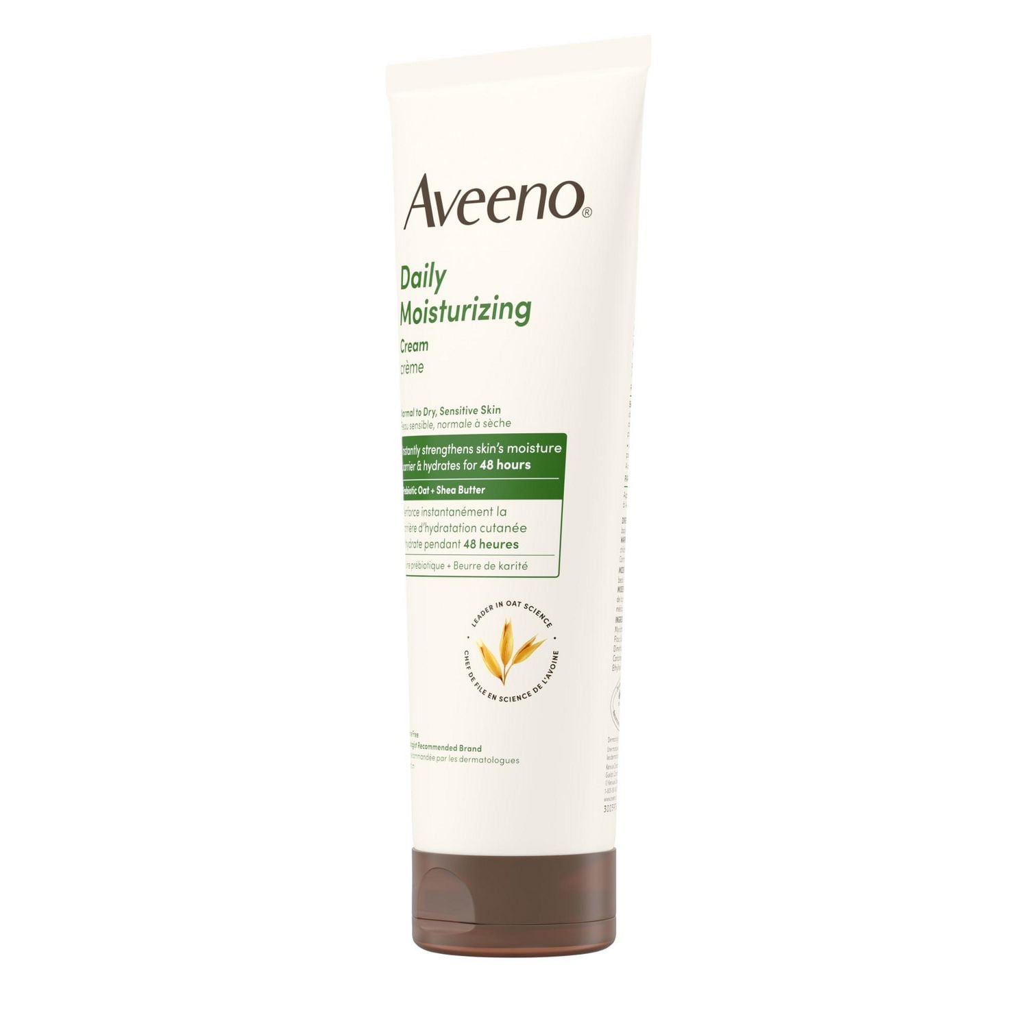 Crème hydratante quotidienne™ Aveeno avec avoine prébiotique et beurre de karité, pour peau sensible et normale à sèche, hydrate le visage pendant 48 heures, sans parfum et non comédogène 206 g