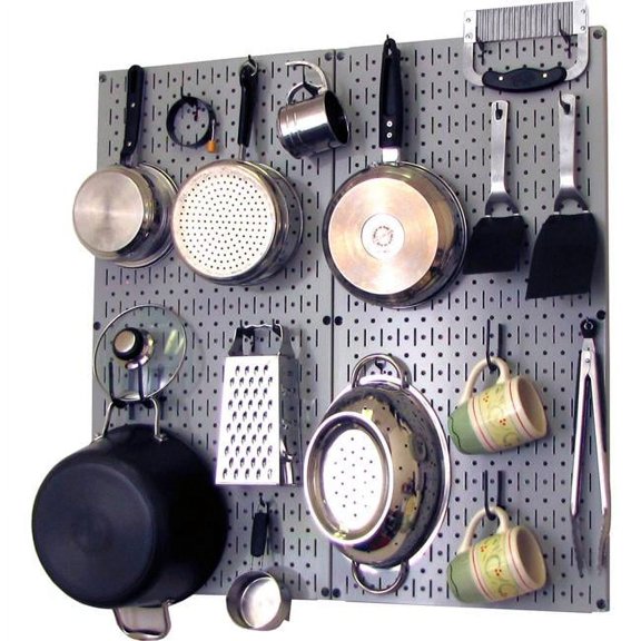 Kitchen Pegboard Pack Storage & Organization Kit, Gray & Black - 32 x 32 x 6 in.