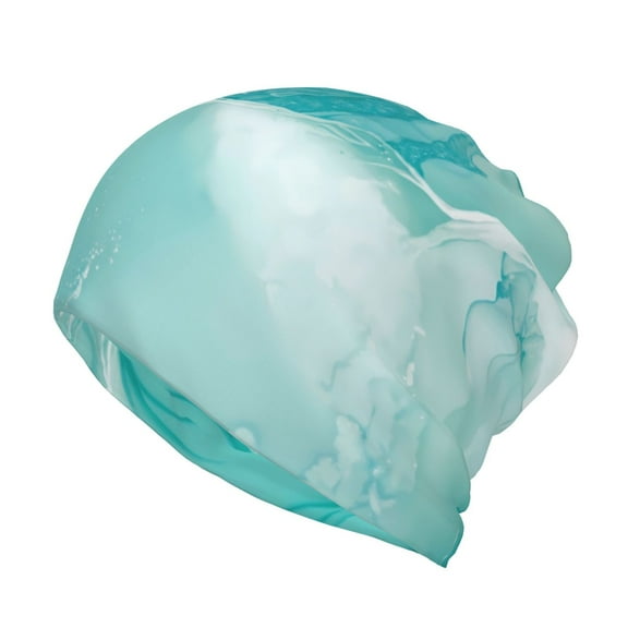 Disketp Teal Turquoise 1 Slouchy Beanie Hip-Hop Soft Lightweight Running Beanie Adult Hats Chemo Cap for Men Women