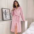 thumbnail image 2 of Heartnice Womens Long Hooded Fleece Robe, Soft Warm Spa Bathrobe for Cozy Lightweight Loungewear (Dusty Pink,  L/XL), 2 of 6