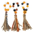 thumbnail image 1 of 3 PCS Fall Wood Bead Garland Halloween Wooden Bead Tassels Ornament Thanksgiving Harvest Farmhouse Wooden Bead Tiered Tray Prayer Wreath Wall Fireplace Hanging Decorations, 1 of 7