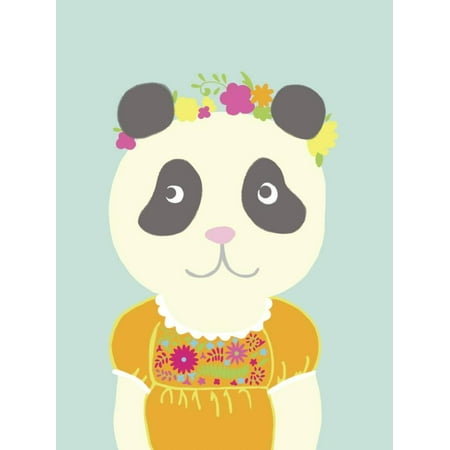 Whimsical Fun Folk Art - Fancy Animals IV Whimsical Folk Animal Panda Bear Portrait Nursery Kids Room Decor Print Wall Art By Chariklia Zarris