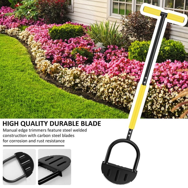 Coupe-Bordure Manuel Demi-Lune En Acier Carbone - Outil Jardin Long Manche Pour Bordures Parfaites
