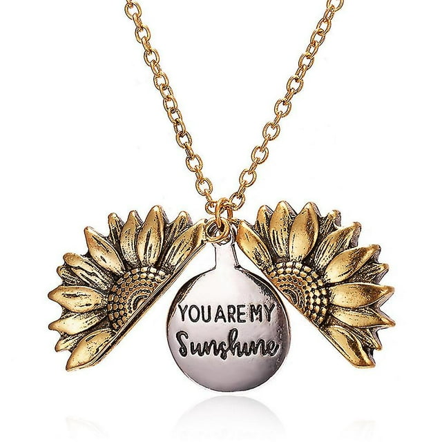 Collar de girasol con medallón abierto You Are My Sunshine para mujer