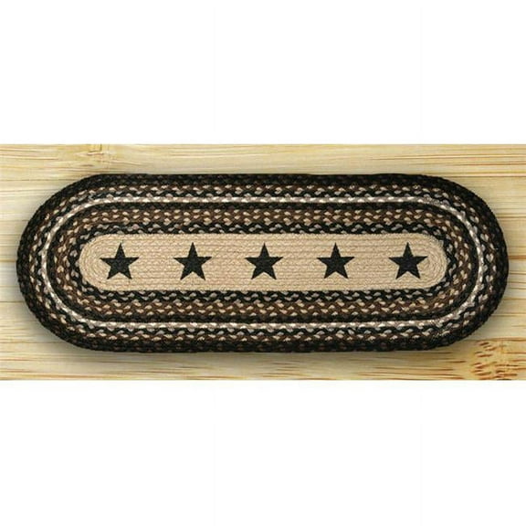 Earth Rugs OP-313 Black Stars Oval Patch Runner 13" x 48"