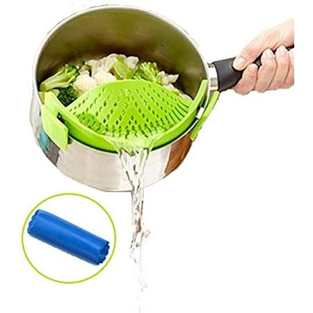JIKO MAMBO Clip-on Silicone Strainer, Colander & Drainer, Pan Strainer, BONUS FREE Garlic Peeler! Pasta, Spaghetti, Ground Beef Grease, Vegetables Strainer, Snap on Bowls,Pots,Pans & (Best Ground Beef For Spaghetti)