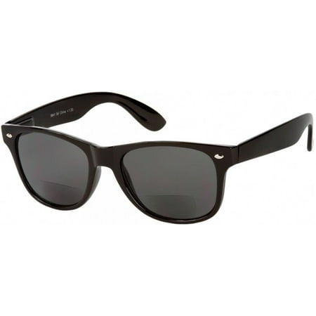 Bifocal Lens Reading Sunglasses Sun Reader Power Glasses, Black +2.50