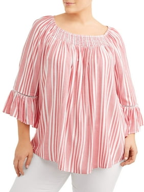 Terra Sky Product Image Women S Plus Size Woven Peasant Top