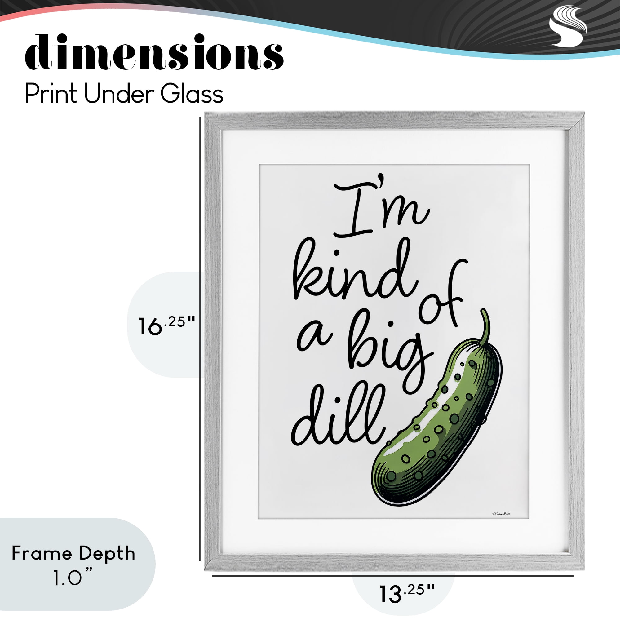 Stupell Industries Kind Of A Big Dill Pickle Gray Framed Print Under Glass, design by Susan Ball