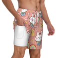 thumbnail image 3 of Picia Rabbit So Cute pattern Mens Swim Trunks with Compression Liner Stretch Beach Shorts Quick Dry with Zipper Pockets No-Chafing Board Shorts-Large, 3 of 9