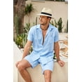 thumbnail image 6 of COOFANDY Men's Two Piece Outfits Sets Linen Shirt Cruise Wear Shirt and Shorts Set, 6 of 9