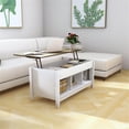 thumbnail image 2 of Pemberly Row Solid Wood Lift Top Coffee Table with Storage Shelves in White, 2 of 12
