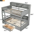 thumbnail image 4 of Harper & Bright Designs Twin Over Twin Bunk Bed with Built-in Shelves Beside Both Upper and Down Bed, Twin Size Wooden Bunk Bed with Storage Drawer, Gray, 4 of 13