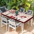 thumbnail image 2 of Love Heart Valentine's Day Table Cloths for 6 Foot Rectangle Tables, Tree Gnomes Romantic Rustic Patio Waterproof Elastic Fitted Tablecloths, Washable Rectangular Table Cover for Camping, 2 of 8