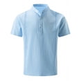 thumbnail image 6 of JUUYY Men's 2 Piece Cotton Linen Sets Casual Short Sleeve Button Up Shirts and Straight Leg Pants Set Loose Beach Vacation Outfits Sky Blue XXL, 6 of 6