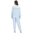 thumbnail image 3 of Baywell Pajamas Set Long Sleeve Sleepwear Womens Button Down Nightwear Soft Pj Loungewear Sets Blue S-2XL, 3 of 6