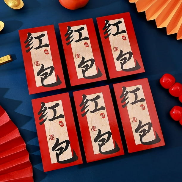 Xiao Hua Sobres rojos de Año Nuevo Chino, 12 sobres para dinero en efectivo, para Navidad, con bolsillo de la suerte, G10