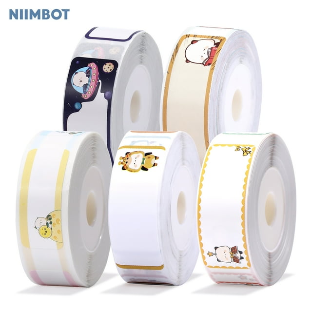 TFixolNiimbot 5 Rolls Label Paper Thermal Printing Paper Name Price Size Barcode Sticker Waterproof Tear Resistant Compatible with D11 Label Printer for Home Office Organization Supermarket Store Cate