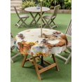 thumbnail image 3 of Outdoor Tablecloth with Umbrella Hole and Zipper, Thanksgiving Squirrel Round Table Cloth 60 Inch Waterproof Tablecloth, Fall Pumpkins Sunflower Vintage Picnic Table Cover for Patio Camping, 3 of 7
